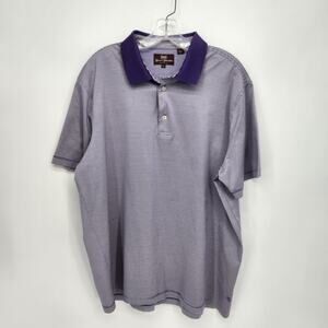 Hickey Freeman Purple White Stripe Golf Polo Embroidered Shirt Men's XL